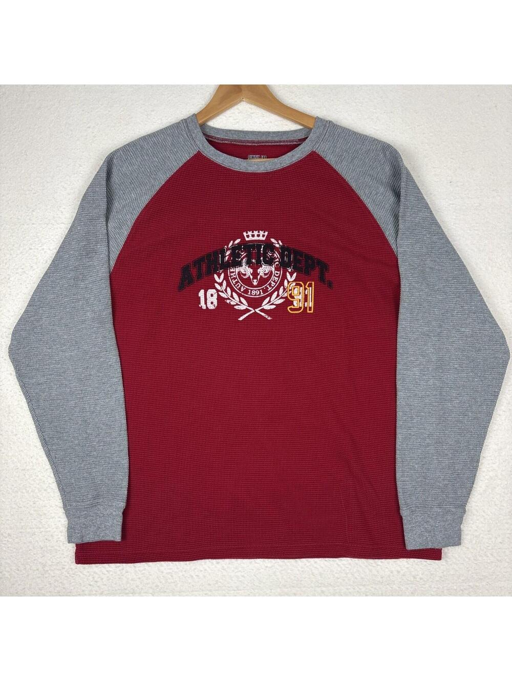 Y2K Simply For Sports Shirt Mens Large Thermal Long Sleeve Athletic‎ Dept Waffle